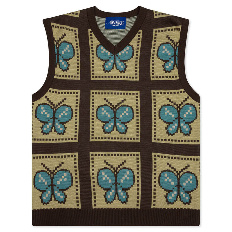 Awake Butterfly Sweater Vest - Brown/Yellow